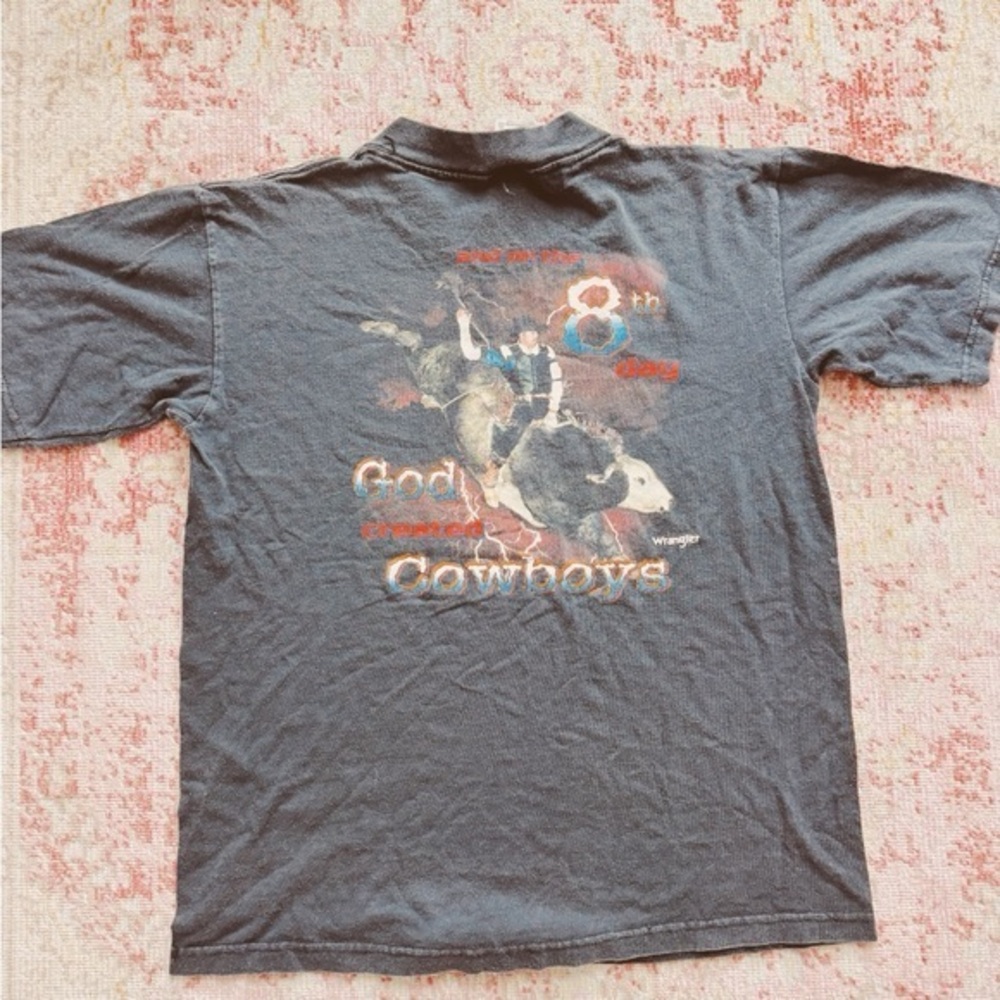 Wrangler, Youth Vintage Cowboy Graphic Gray T-Shirt